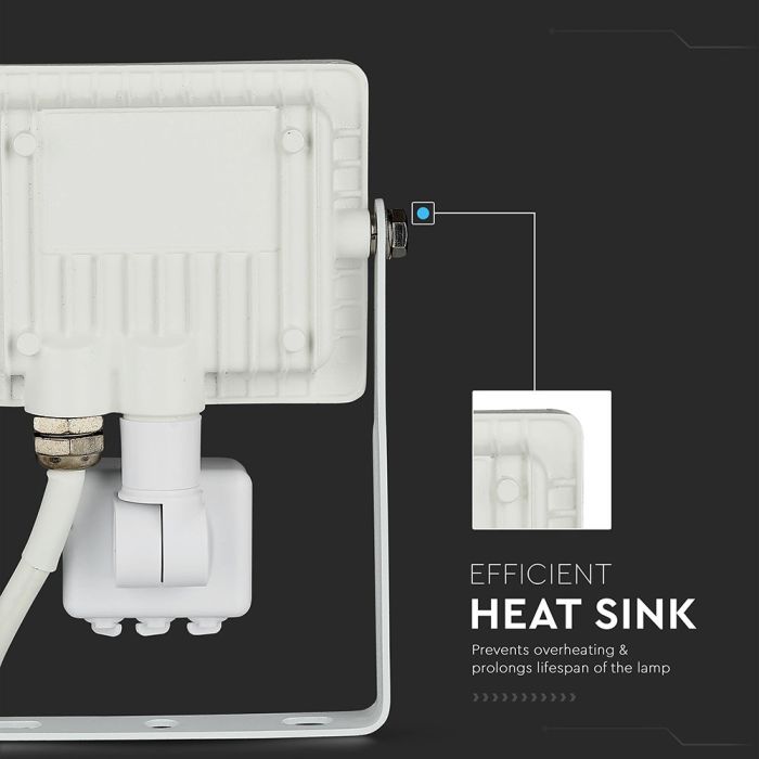 Proyector LED giratorio V-TAC - Samsung - Sensor PIR - Impermeable IP65 - Blanco - 10W - 800 Lumens - 4000K-extra-7.webp