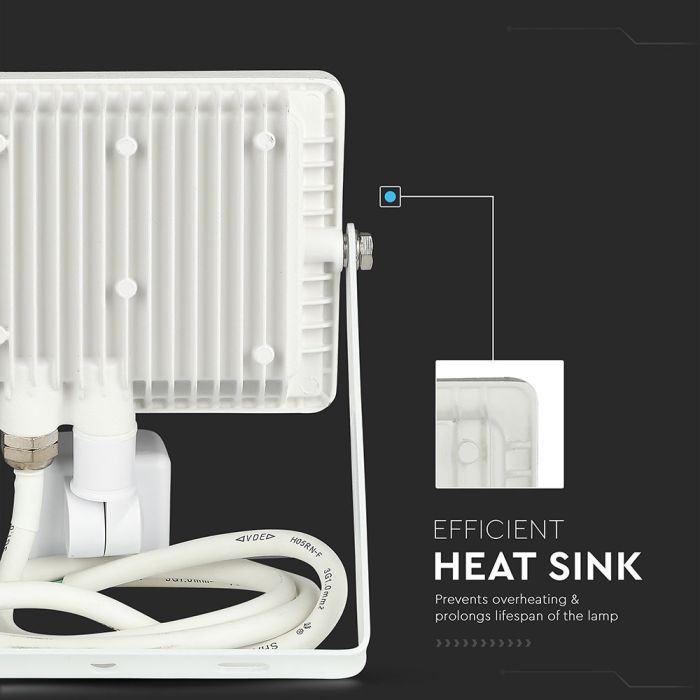 Proyector LED giratorio V-TAC - Samsung - Sensor PIR - Impermeable IP65 - Blanco - 30W - 2400 Lúmenes - 6400K-extra-7.webp