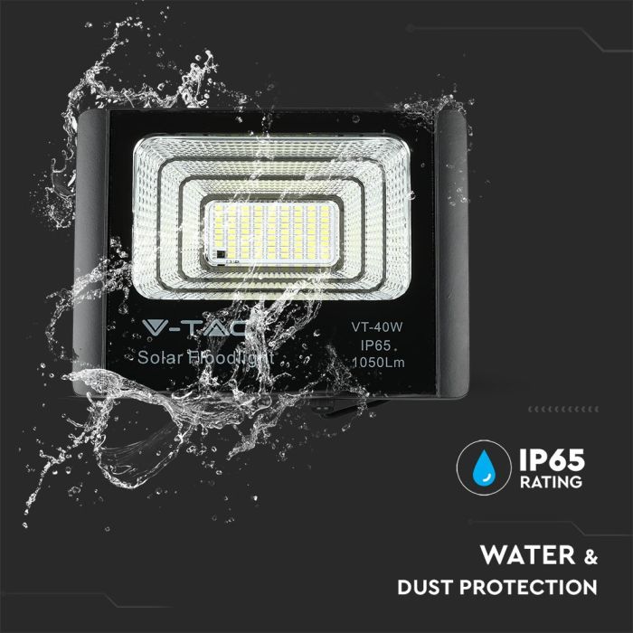 Proyector con panel solar V-TAC - Impermeable IP65 - Negro - 16W - 1050 Lumens - 4000K-extra-7.webp