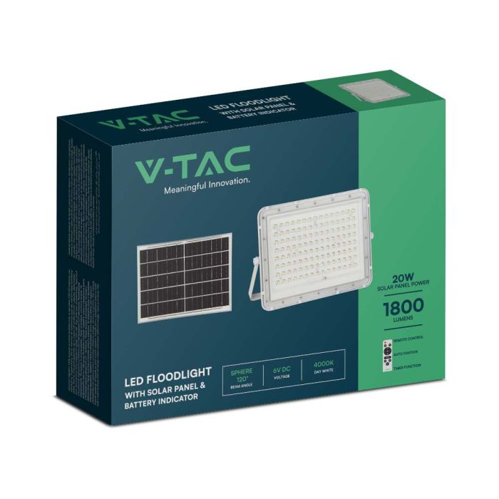 Proyector Solar V-TAC - IP65 Estanco - Blanco - 20W - 1800 Lumens - 4000K-extra-14.webp