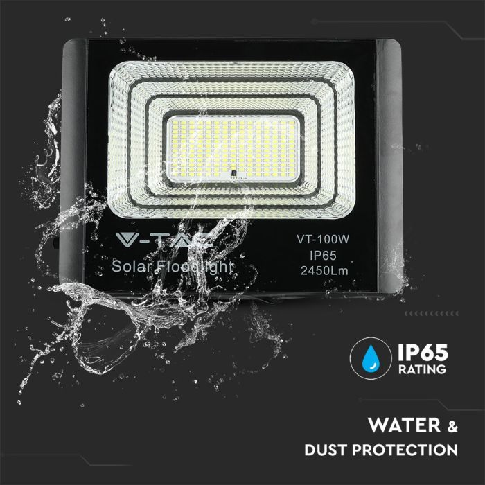 Proyector con panel solar V-TAC - IP65 Impermeable - Negro - 35W - 2450 Lumens - 6000K-extra-5.webp