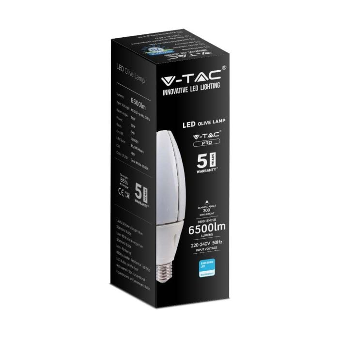 Bombilla LED V-TAC - Samsung - Oliva - Soporte E40 - IP20 - Blanca - 60W - 6500 Lúmenes - 4000K-extra-3.webp