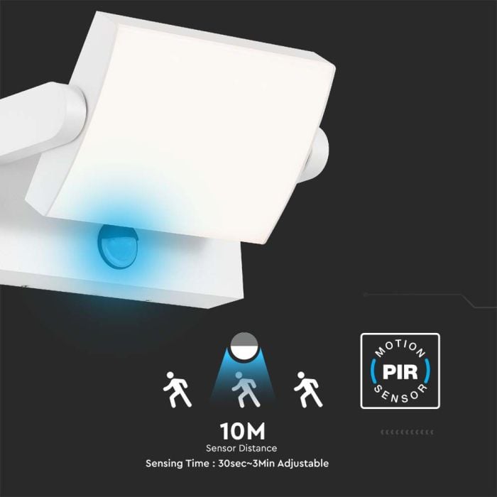 Aplique LED Giratorio V-TAC - Sensor PIR - Impermeable IP65 - Blanco - 17W - 2580 Lumens - 4000K-extra-7.webp