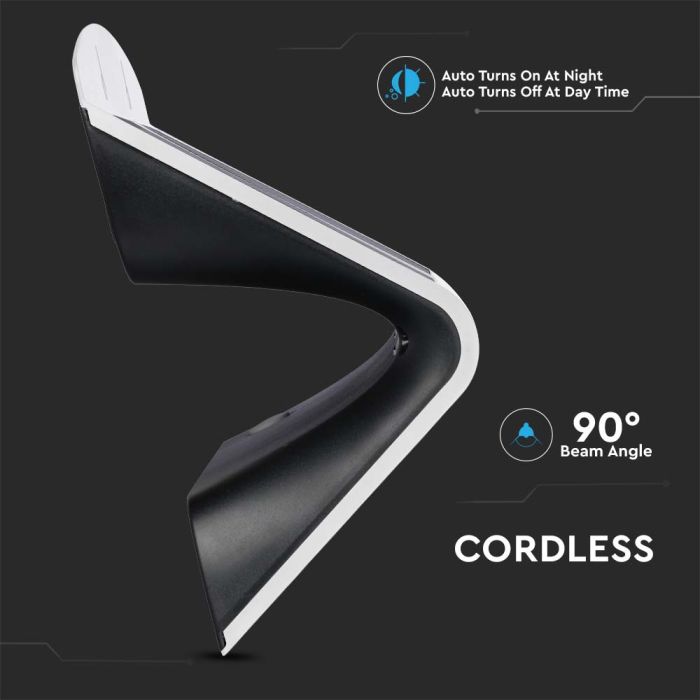 Aplique Solar V-TAC - IP65 Estanco - Blanco - 8W - 850 Lumens - 4000K-extra-9.webp