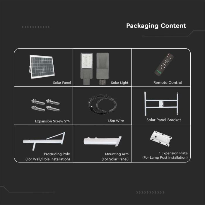V-TAC Farola Solar - IP65 Impermeable - 3500 Lumens - 4000K-extra-9.webp