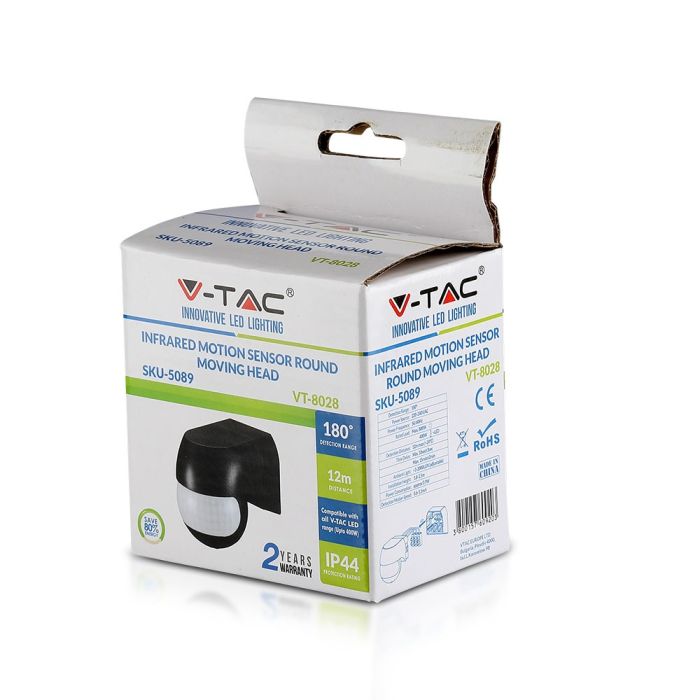 Sensor de movimiento por infrarrojos V-TAC - IP44 - Negro-extra-5.webp