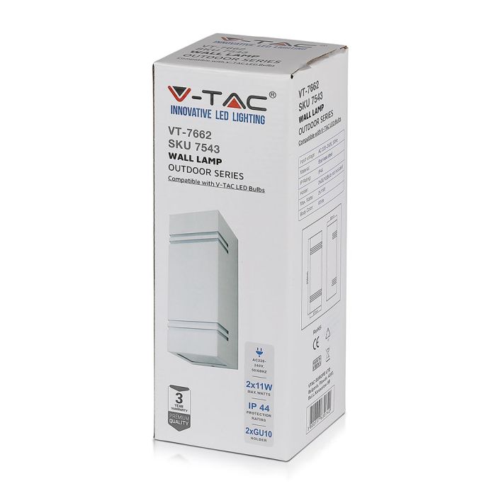 V-TAC Aplique Exterior - UP - Down - Accesorios de Pared - Soporte GU10 - IP44 - Blanco-extra-5.webp