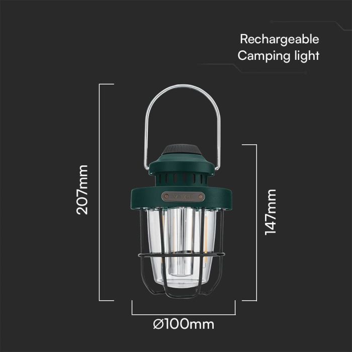 Luz de Camping V-TAC - Recargable - IP44 - Verde - 5W- 230 Lumens - 2700K + 6500K-extra-4.webp