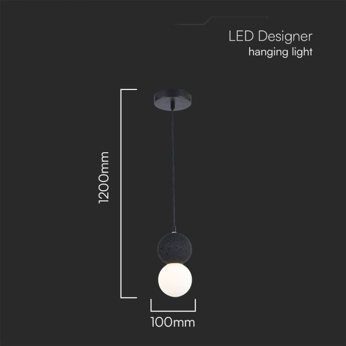 Lámpara Colgante V-TAC - Serie Mármol - G9 - IP20 - Negro + Blanco-extra-2.webp