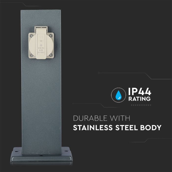 Adaptadores y Tomas V-TAC - 2 Vías - Tomas de Jardín - IP44 - Gris Oscuro-extra-1.webp
