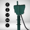 Adaptadores y Tomas V-TAC - 2 Vías - Tomas de Jardín - IP44 - Verde - 3m de cable-extra-5.webp