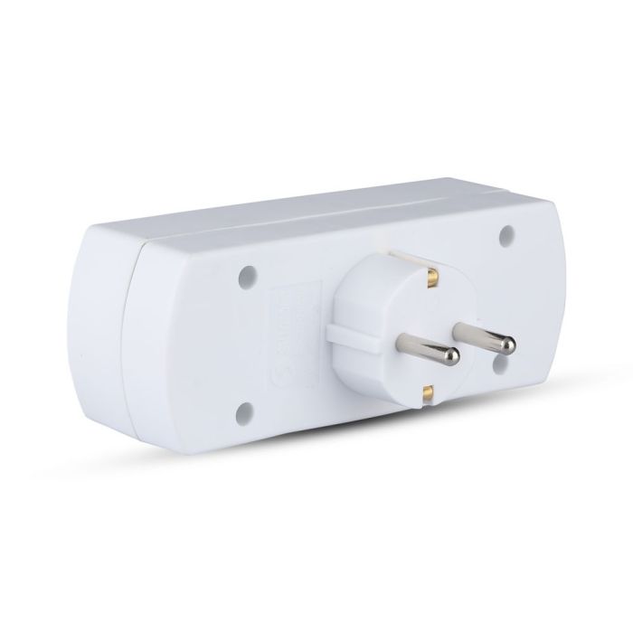 V-TAC Adaptadores y Tomas - 3 Vías - Toma de Extensión - Toma de Tierra - IP20 - Blanco-extra-3.webp