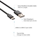 V-TAC Cable USB - Trenzado - Tipo C - Platinum Series - Negro - 1M-extra-3.webp
