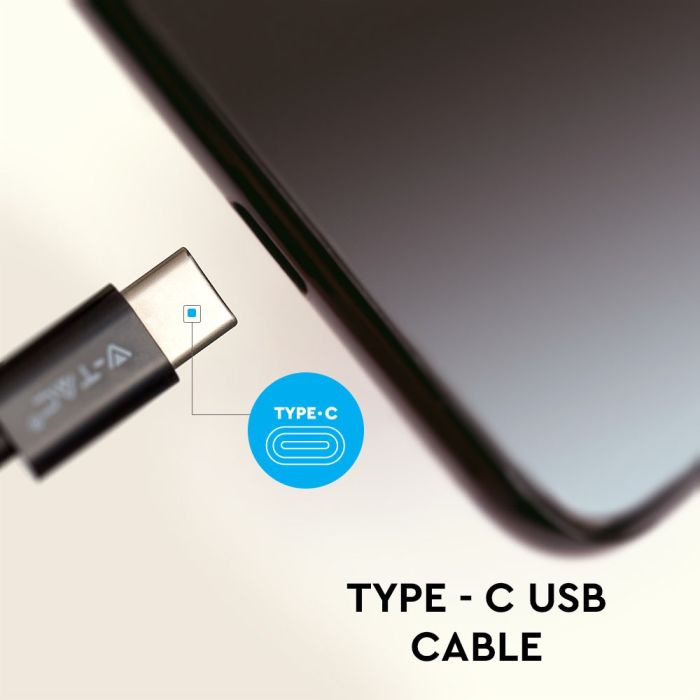 V-TAC Cable USB - Trenzado - Tipo C - Platinum Series - Negro - 1M-extra-5.webp