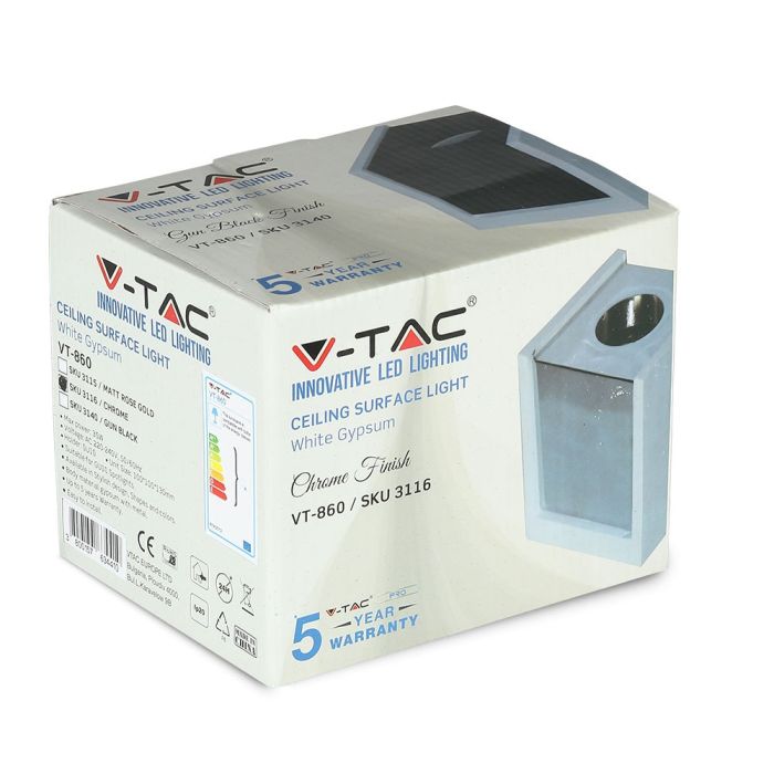 V-TAC LED Aro de yeso cuadrado - Accesorios de Superficie - GU10 - IP20 - Blanco + Cromo-extra-12.webp