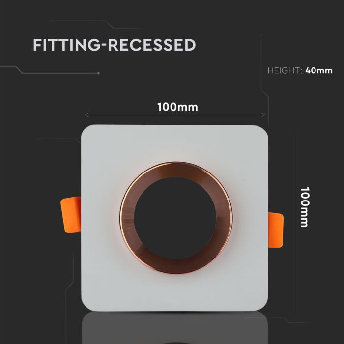 V-TAC LED Aro de yeso - Empotrable - GU10 - IP20 - Gris + Oro rosa mate-extra-2.webp