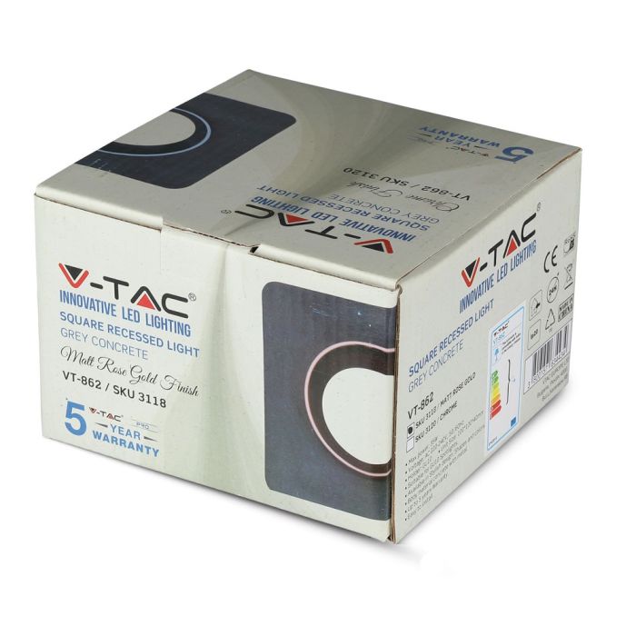 V-TAC LED Aro de yeso - Empotrable - GU10 - IP20 - Gris + Oro rosa mate-extra-8.webp