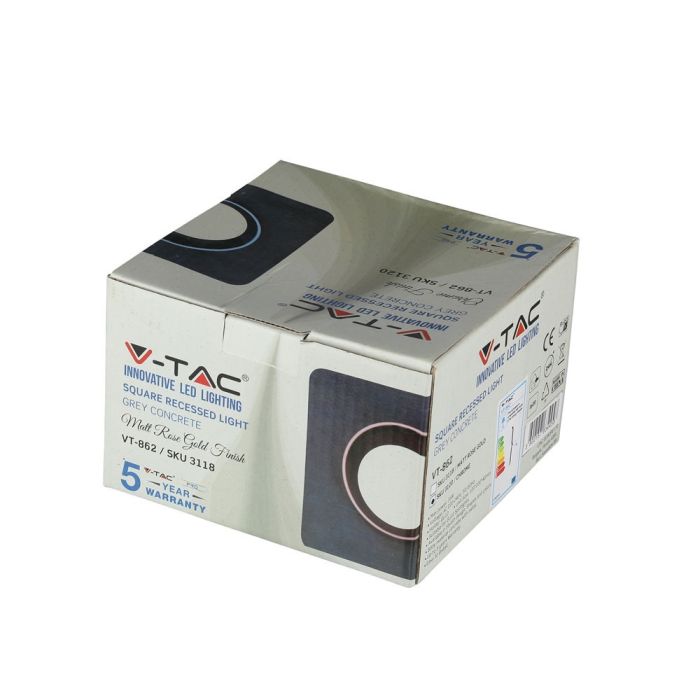 V-TAC LED Aro de yeso / hormigón cuadrado - Empotrable - GU10 - IP20 - Gris + Cromo-extra-8.webp