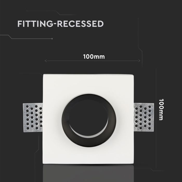 V-TAC Aro de yeso cuadrado LED - Empotrable - GU10 - IP20 - Blanco + Negro-extra-2.webp