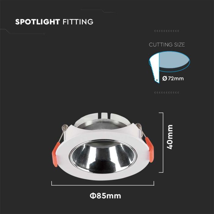 V-TAC LED Aro redondo - Empotrable - GU10 - IP20 - Blanco + Cromo-extra-2.webp