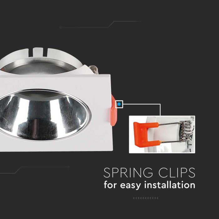 V-TAC Aro cuadrado LED - Empotrable - GU10 - IP20 - Blanco + Cromo-extra-3.webp