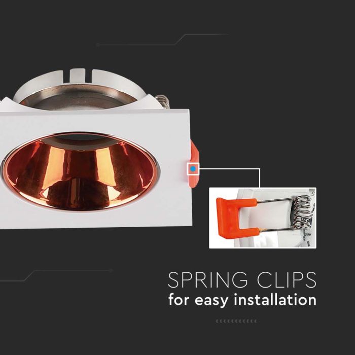 V-TAC Aro cuadrado LED - Empotrable - GU10 - IP20 - Blanco + Oro Rosa-extra-3.webp