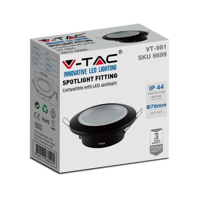 V-TAC LED Aro - Empotrables - GU10 - IP44 - Negro-extra-5.webp