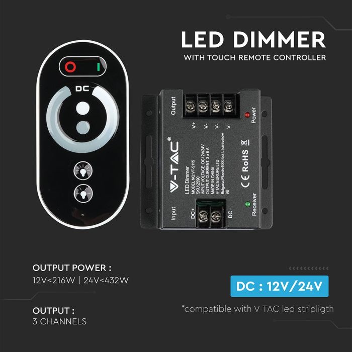 Tiras de luz LED V-TAC - Accesorios - Mando a distancia táctil - Negro-extra-4.webp