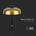 V-TAC Lámpara de Sobremesa Recargable - IP20 - Pintada - Oro + Negro - 3W - 200 Lumens - 3IN1-extra-4.webp