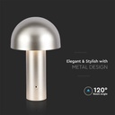 V-TAC Lámpara de Sobremesa Recargable - IP20 - Oro Champagne - 3W- 200 Lumens - 3IN1-extra-4.webp