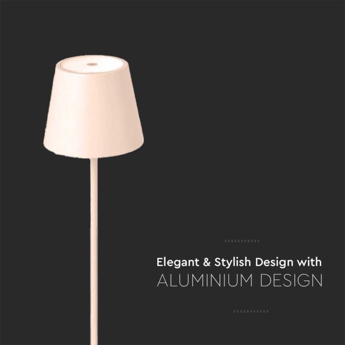 V-TAC Lámpara Recargable de Mesa - Lámparas de Escritorio - IP20 - Oro - 3W - 80 Lumens - 3000K-extra-3.webp