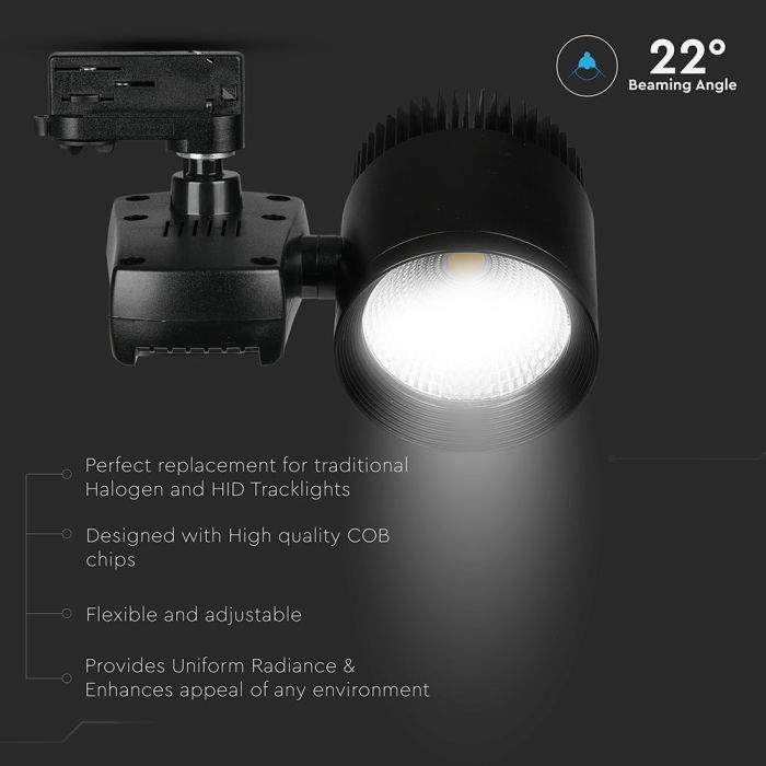V-TAC LED COB Foco de carril - IP20 - Negro - 40W- 2600 Lumens - 5000K-extra-3.webp
