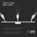 Aplique LED V-TAC - Cabezal triple - IP20 - Blanco - 13.5W - 1260 Lumens - 3000K-extra-1.webp