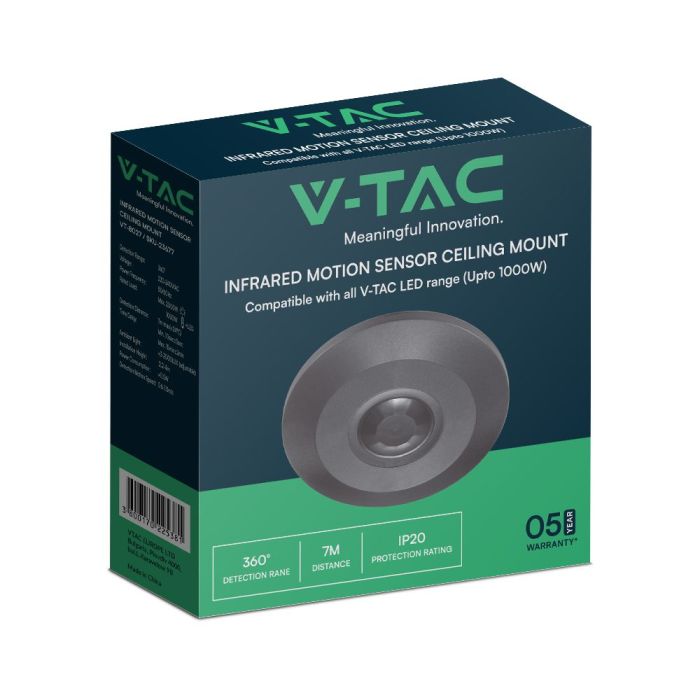 V-TAC PIR Sensores de Movimiento de Techo - (MAX: 1000W LED) - IP20 - Negro-extra-5.webp