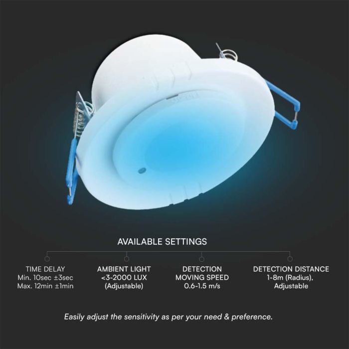 Sensor de movimiento por microondas V-TAC - IP20 - Cuerpo blanco-extra-4.webp