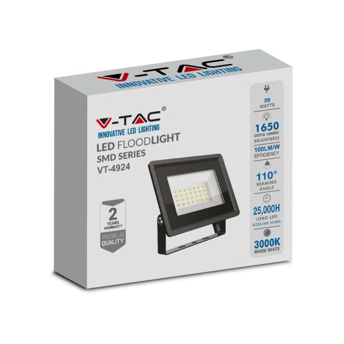 Proyector LED V-TAC - Impermeable IP65 - Cuerpo Negro - 20W - 1650 Lumens - 6500K-extra-9.webp