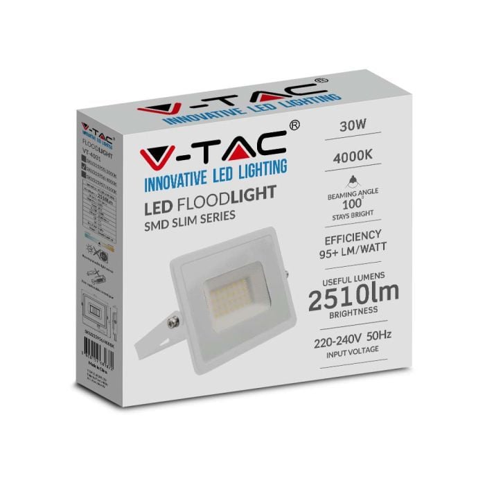 Proyector LED V-TAC - Serie E - IP65 Estanco - Blanco - 30W - 2510 Lumens - 4000K-extra-3.webp