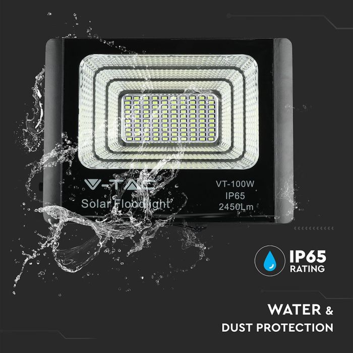 Proyector con panel solar V-TAC - IP65 Impermeable - Negro - 20W - 1650 Lumens - 4000K-extra-6.webp