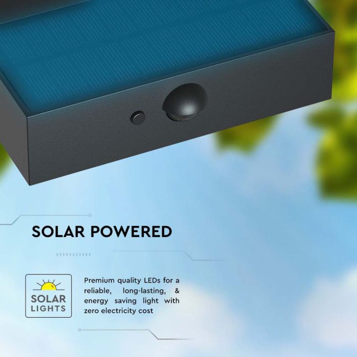 Aplique Solar Sensor V-TAC - IP65 Impermeable - Cuerpo Negro - 3W - 350 Lumens - 4000K + 3000K - Pack de 4-extra-13.webp