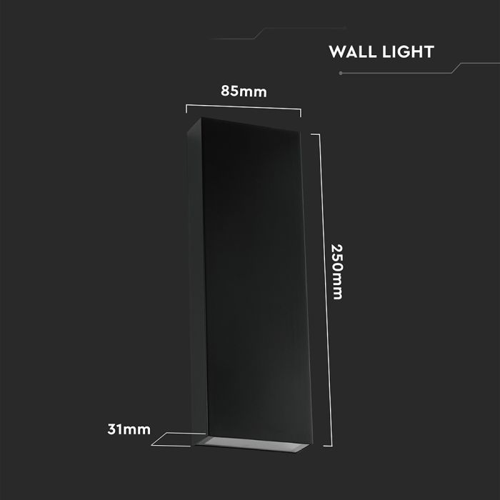 Aplique LED rectangular V-TAC - 140lm/w - IP65 Estanco - Negro - 8W - 1120 Lumens - 4000K-extra-3.webp