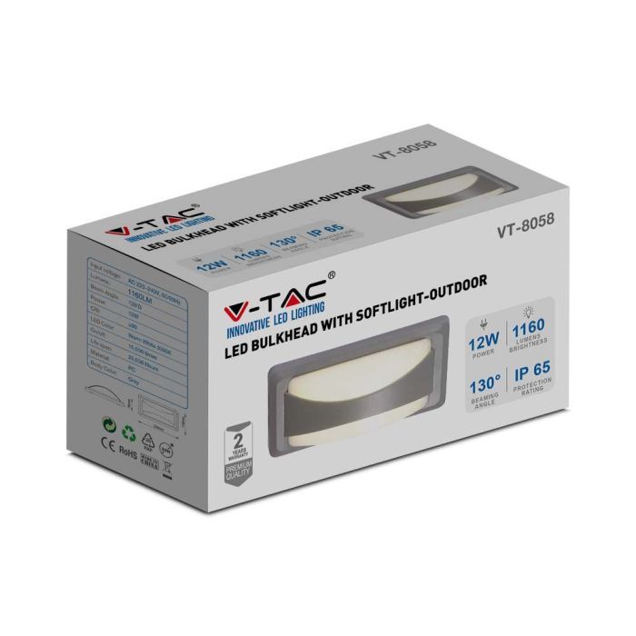 V-TAC LED Luz de Pared - Softlight Pasamuros - IP65 Impermeable - Gris - 12W - 1160 Lumens - 4000K-extra-8.webp
