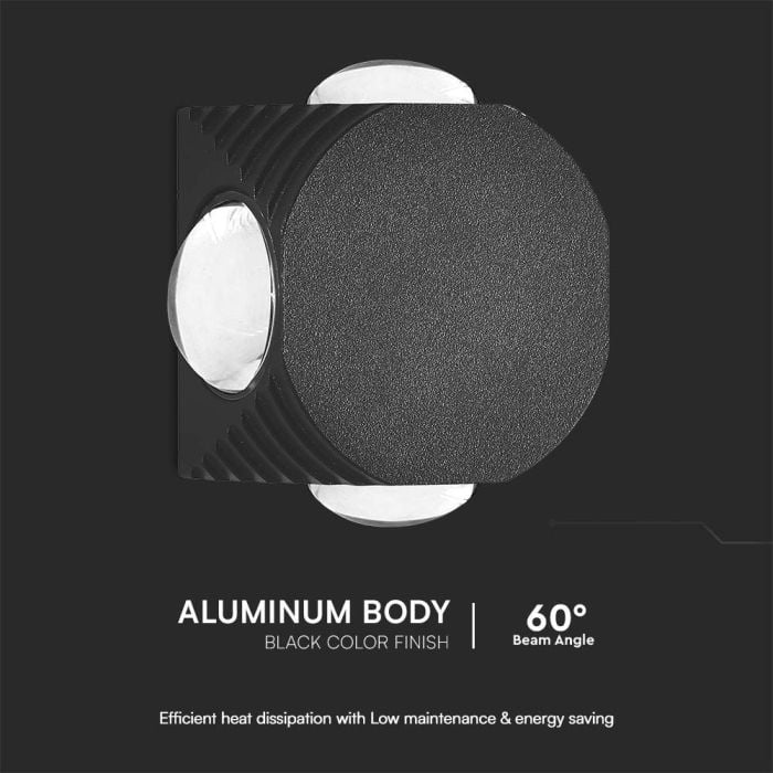 V-TAC Aplique LED Redondo - IP54 - Negro - 4W - 390 Lumens - 4000K-extra-4.webp