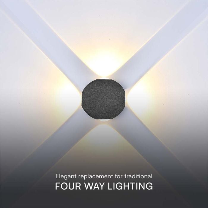 V-TAC Aplique LED Redondo - IP54 - Negro - 4W - 390 Lumens - 4000K-extra-5.webp