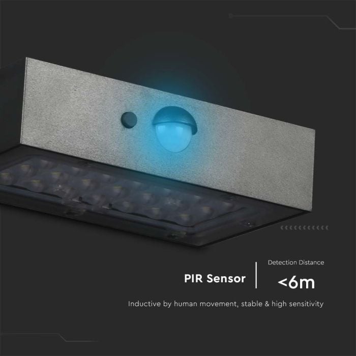 Aplique Solar Sensor V-TAC - IP65 Impermeable - Cuerpo Negro - 3W - 350 Lumens - 4000K + 3000K-extra-9.webp