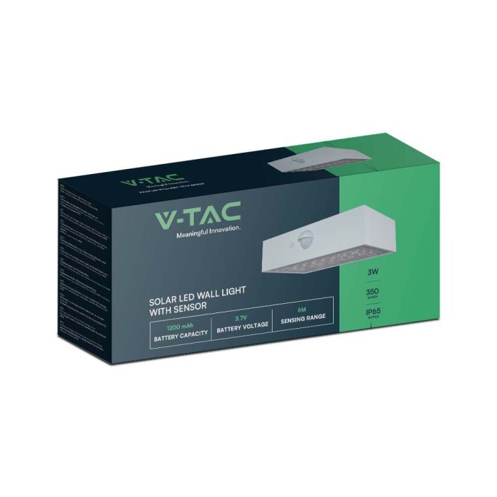 Luz Solar de Pared con Sensor V-TAC - IP65 Impermeable - Cuerpo Blanco - 3W - 350 Lumens - 4000K + 3000K-extra-18.webp