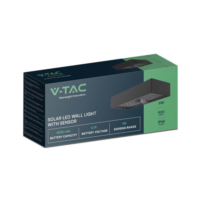 V-TAC Sensor Solar Luz de Pared - IP65 Impermeable - Cuerpo Negro - 900 Lumens - 4000K-extra-10.webp