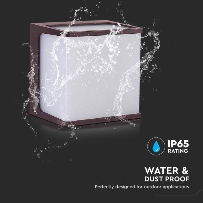 V-TAC LED Aplique Cuadrado - Luces Exteriores - IP65 Impermeable - Cuerpo Marrón - 8W- 750 Lumens - 3000K-extra-5.webp