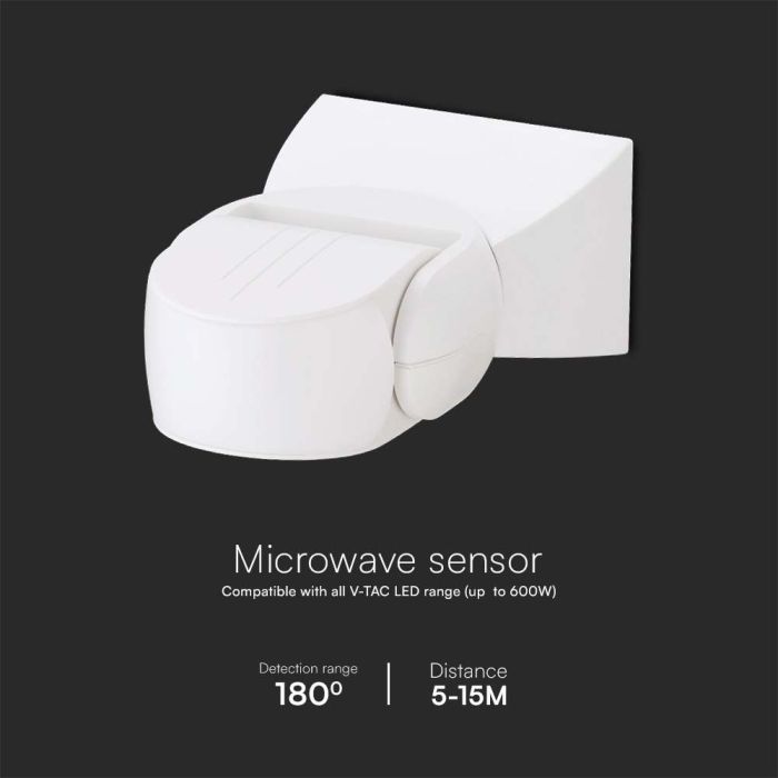 Sensor de movimiento por microondas V-TAC - Impermeable IP65 - Cuerpo blanco-extra-3.webp