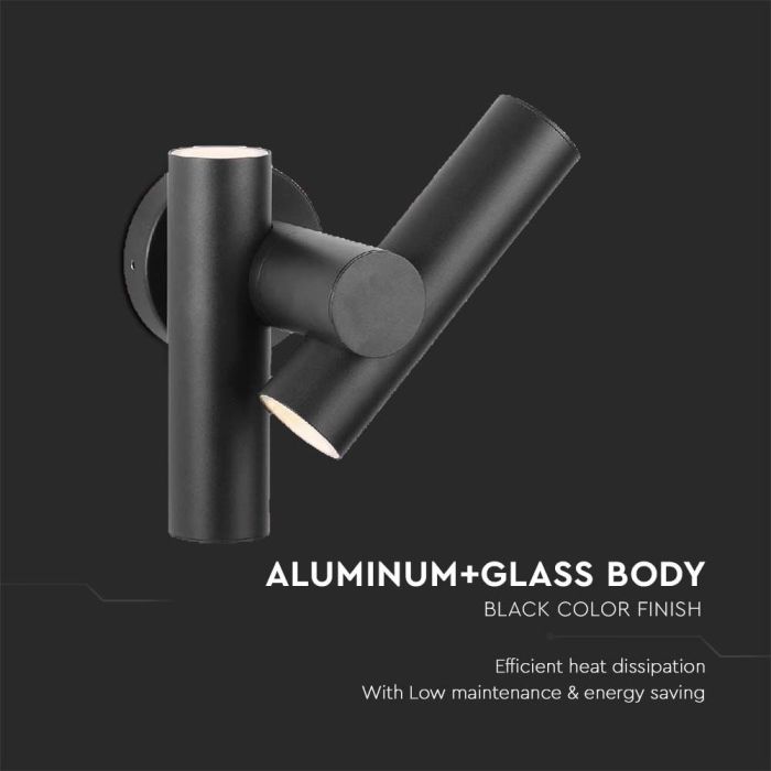 V-TAC LED Aplique Moderno - Foco 2 Vias - IP44 - Cuerpo Negro - 6W- 620 Lumens - 3000K-extra-5.webp