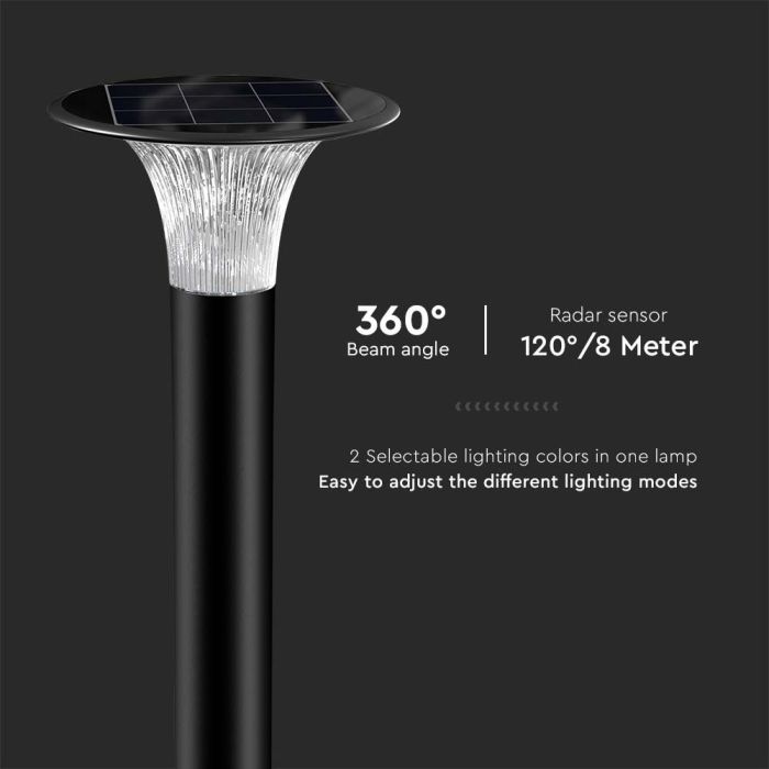 Luz de Pilar con Sensor Solar - IP65 Impermeable - Negro - 15W- 2200 Lumens - 6000K + 4000K-extra-6.webp